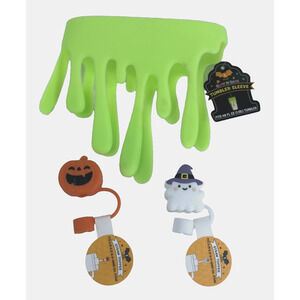 Target Glow in Dark Slime Sleeve for 40 oz Tumbler & 2 Straw Toppers Halloween